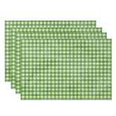Aperturee - Aperturee Bright Green White Plaid Dining Set of 4 Placemats